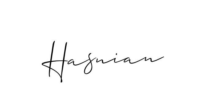 The best way (Allison_Script) to make a short signature is to pick only two or three words in your name. The name Hasnian include a total of six letters. For converting this name. Hasnian signature style 2 images and pictures png