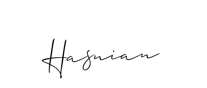 The best way (Allison_Script) to make a short signature is to pick only two or three words in your name. The name Hasnian include a total of six letters. For converting this name. Hasnian signature style 2 images and pictures png