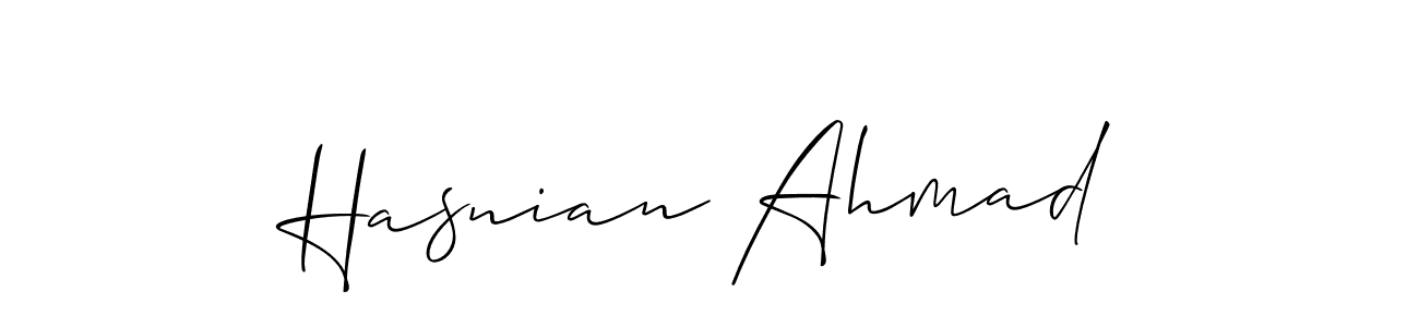 Similarly Allison_Script is the best handwritten signature design. Signature creator online .You can use it as an online autograph creator for name Hasnian Ahmad. Hasnian Ahmad signature style 2 images and pictures png