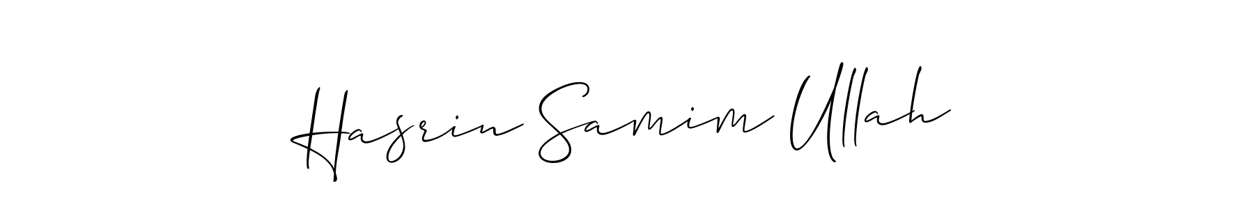 The best way (Allison_Script) to make a short signature is to pick only two or three words in your name. The name Hasrin Samim Ullah include a total of six letters. For converting this name. Hasrin Samim Ullah signature style 2 images and pictures png