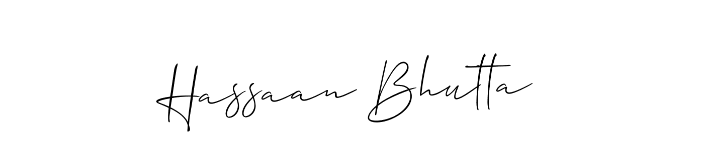 How to make Hassaan Bhutta signature? Allison_Script is a professional autograph style. Create handwritten signature for Hassaan Bhutta name. Hassaan Bhutta signature style 2 images and pictures png