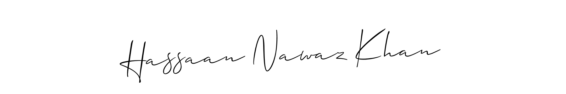 You should practise on your own different ways (Allison_Script) to write your name (Hassaan Nawaz Khan) in signature. don't let someone else do it for you. Hassaan Nawaz Khan signature style 2 images and pictures png