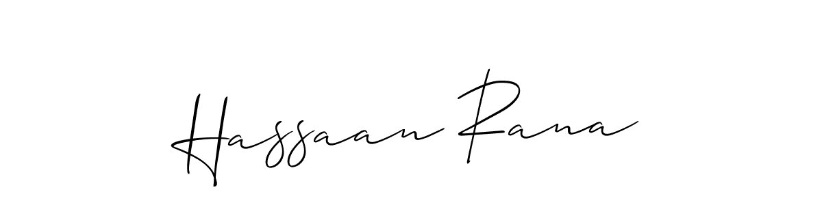 How to make Hassaan Rana signature? Allison_Script is a professional autograph style. Create handwritten signature for Hassaan Rana name. Hassaan Rana signature style 2 images and pictures png