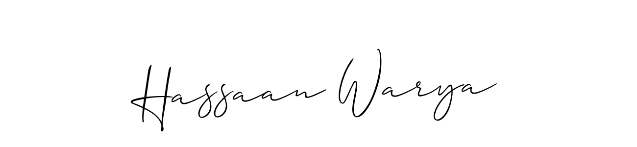 Also we have Hassaan Warya name is the best signature style. Create professional handwritten signature collection using Allison_Script autograph style. Hassaan Warya signature style 2 images and pictures png