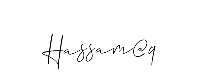 How to make Hassam@q name signature. Use Allison_Script style for creating short signs online. This is the latest handwritten sign. Hassam@q signature style 2 images and pictures png