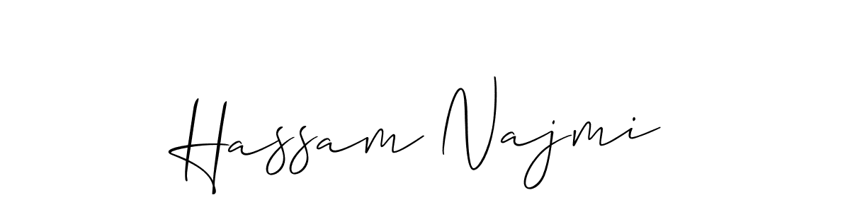 Create a beautiful signature design for name Hassam Najmi. With this signature (Allison_Script) fonts, you can make a handwritten signature for free. Hassam Najmi signature style 2 images and pictures png