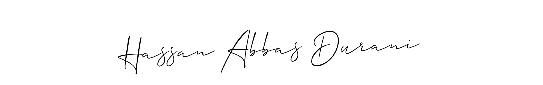 It looks lik you need a new signature style for name Hassan Abbas Durani. Design unique handwritten (Allison_Script) signature with our free signature maker in just a few clicks. Hassan Abbas Durani signature style 2 images and pictures png