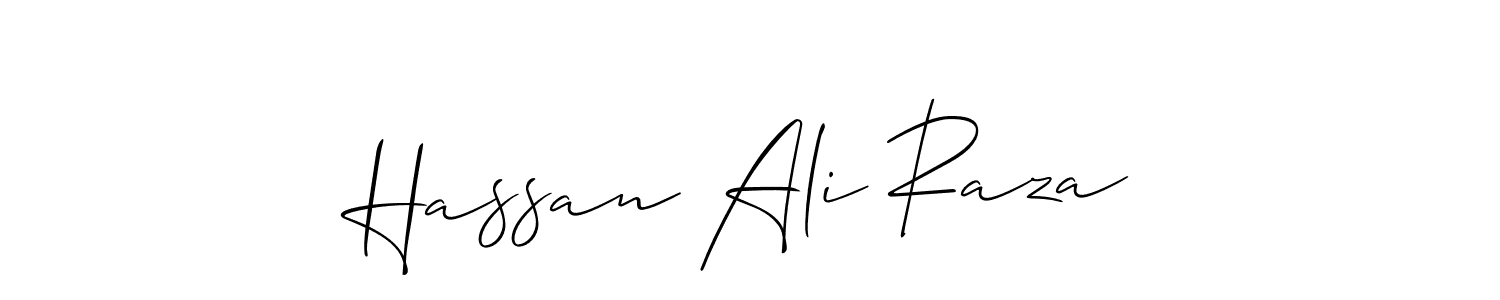 Also we have Hassan Ali Raza name is the best signature style. Create professional handwritten signature collection using Allison_Script autograph style. Hassan Ali Raza signature style 2 images and pictures png