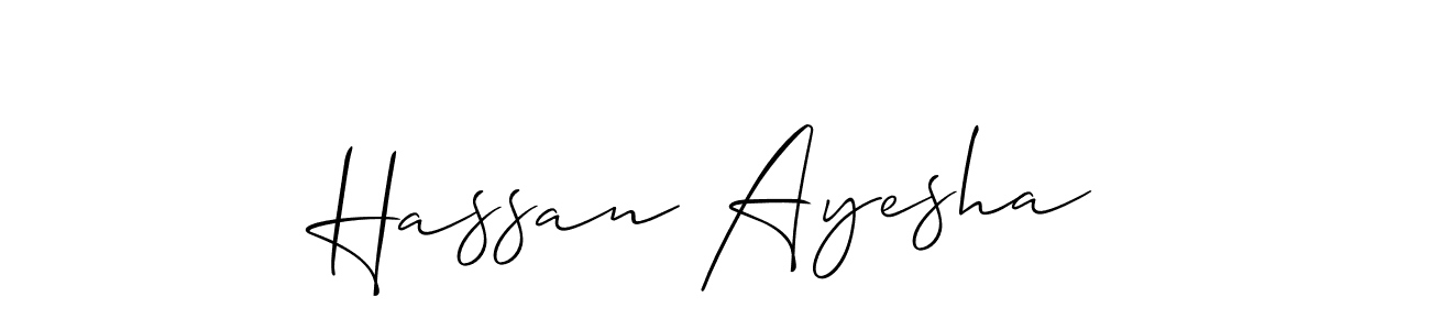 Make a beautiful signature design for name Hassan Ayesha. With this signature (Allison_Script) style, you can create a handwritten signature for free. Hassan Ayesha signature style 2 images and pictures png