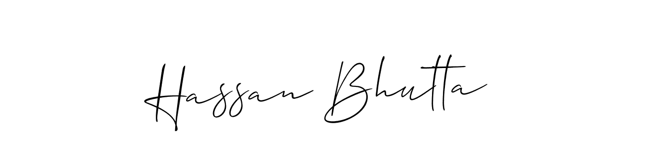 Allison_Script is a professional signature style that is perfect for those who want to add a touch of class to their signature. It is also a great choice for those who want to make their signature more unique. Get Hassan Bhutta name to fancy signature for free. Hassan Bhutta signature style 2 images and pictures png