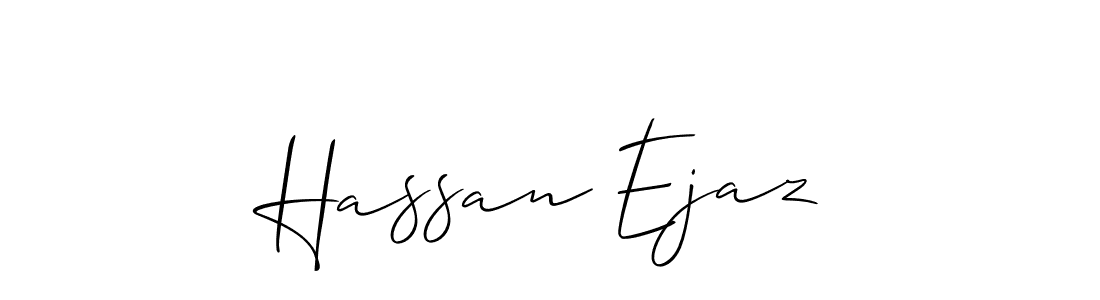 The best way (Allison_Script) to make a short signature is to pick only two or three words in your name. The name Hassan Ejaz include a total of six letters. For converting this name. Hassan Ejaz signature style 2 images and pictures png