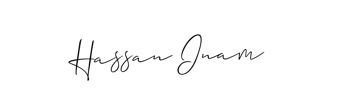 Also You can easily find your signature by using the search form. We will create Hassan Inam name handwritten signature images for you free of cost using Allison_Script sign style. Hassan Inam signature style 2 images and pictures png