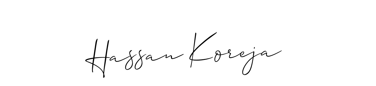 if you are searching for the best signature style for your name Hassan Koreja. so please give up your signature search. here we have designed multiple signature styles  using Allison_Script. Hassan Koreja signature style 2 images and pictures png