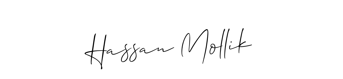 You should practise on your own different ways (Allison_Script) to write your name (Hassan Mollik) in signature. don't let someone else do it for you. Hassan Mollik signature style 2 images and pictures png