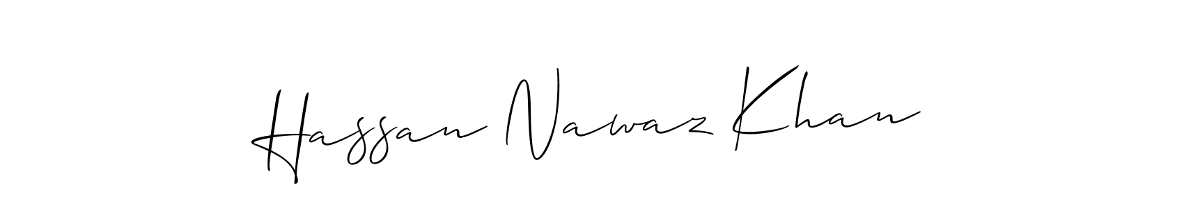 How to make Hassan Nawaz Khan name signature. Use Allison_Script style for creating short signs online. This is the latest handwritten sign. Hassan Nawaz Khan signature style 2 images and pictures png