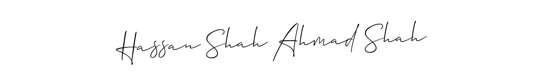 Make a short Hassan Shah Ahmad Shah signature style. Manage your documents anywhere anytime using Allison_Script. Create and add eSignatures, submit forms, share and send files easily. Hassan Shah Ahmad Shah signature style 2 images and pictures png