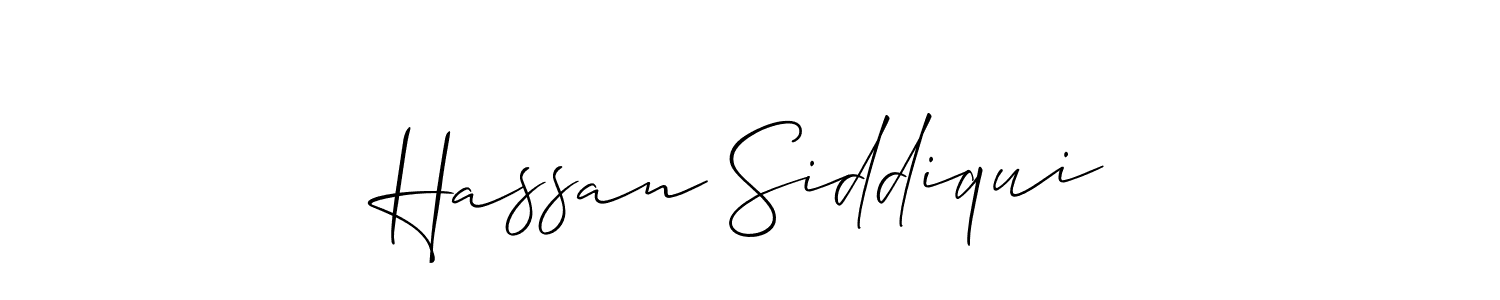 It looks lik you need a new signature style for name Hassan Siddiqui. Design unique handwritten (Allison_Script) signature with our free signature maker in just a few clicks. Hassan Siddiqui signature style 2 images and pictures png