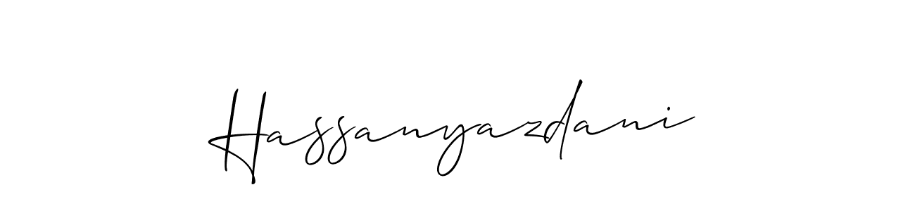 Allison_Script is a professional signature style that is perfect for those who want to add a touch of class to their signature. It is also a great choice for those who want to make their signature more unique. Get Hassanyazdani name to fancy signature for free. Hassanyazdani signature style 2 images and pictures png