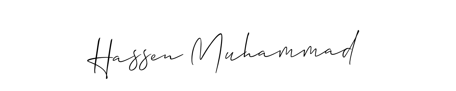 Hassen Muhammad stylish signature style. Best Handwritten Sign (Allison_Script) for my name. Handwritten Signature Collection Ideas for my name Hassen Muhammad. Hassen Muhammad signature style 2 images and pictures png