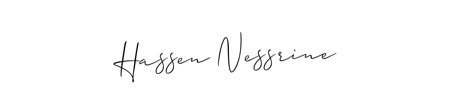 How to make Hassen Nessrine name signature. Use Allison_Script style for creating short signs online. This is the latest handwritten sign. Hassen Nessrine signature style 2 images and pictures png