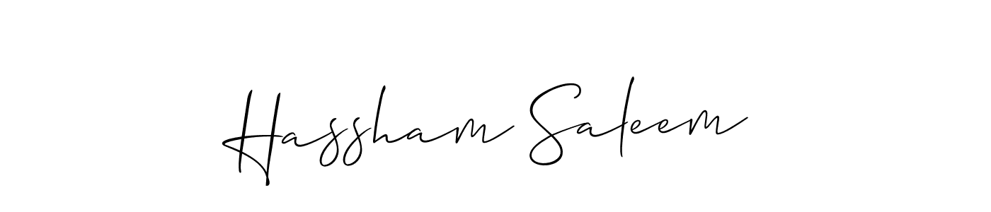 Allison_Script is a professional signature style that is perfect for those who want to add a touch of class to their signature. It is also a great choice for those who want to make their signature more unique. Get Hassham Saleem name to fancy signature for free. Hassham Saleem signature style 2 images and pictures png