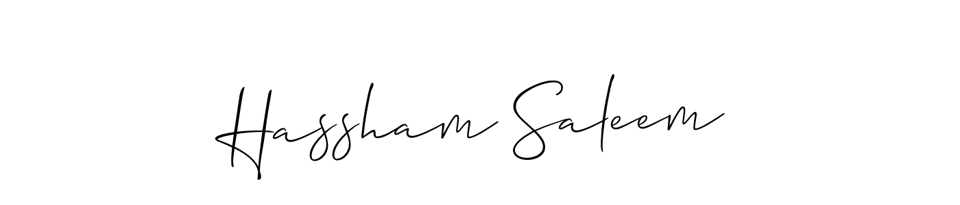 How to make Hassham Saleem name signature. Use Allison_Script style for creating short signs online. This is the latest handwritten sign. Hassham Saleem signature style 2 images and pictures png
