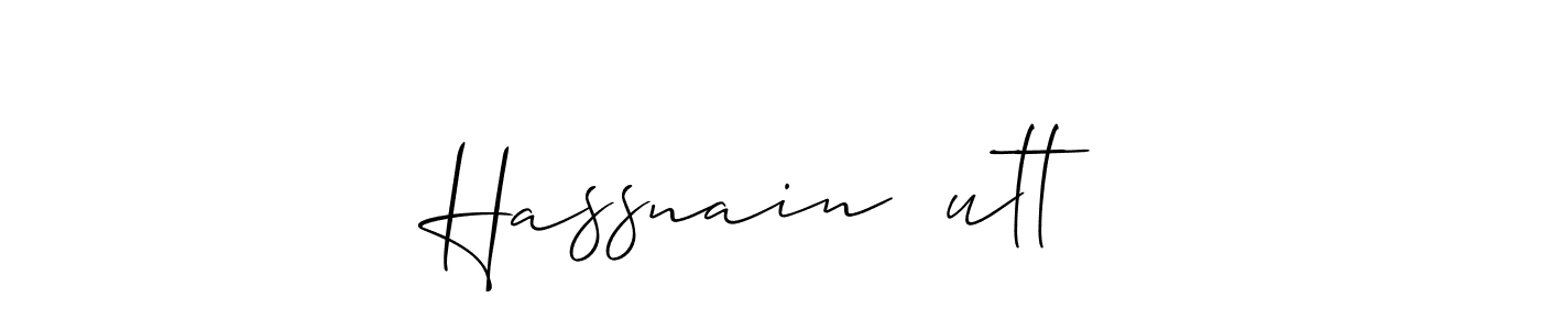 Create a beautiful signature design for name Hassnain جutt. With this signature (Allison_Script) fonts, you can make a handwritten signature for free. Hassnain جutt signature style 2 images and pictures png