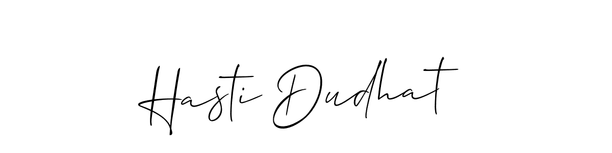 Design your own signature with our free online signature maker. With this signature software, you can create a handwritten (Allison_Script) signature for name Hasti Dudhat. Hasti Dudhat signature style 2 images and pictures png