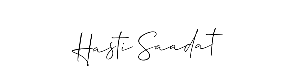 You should practise on your own different ways (Allison_Script) to write your name (Hasti Saadat) in signature. don't let someone else do it for you. Hasti Saadat signature style 2 images and pictures png