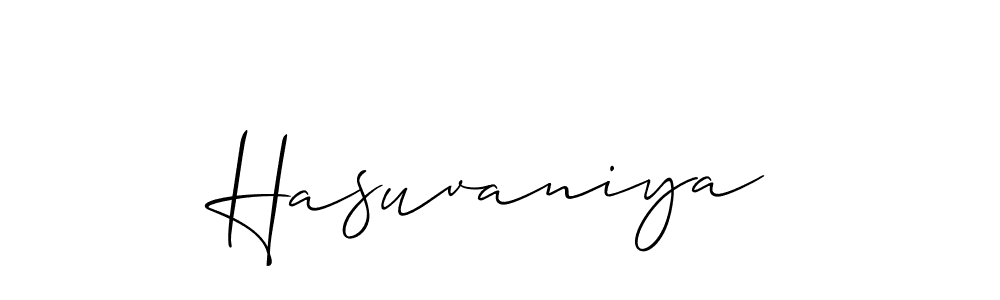 Also we have Hasuvaniya name is the best signature style. Create professional handwritten signature collection using Allison_Script autograph style. Hasuvaniya signature style 2 images and pictures png