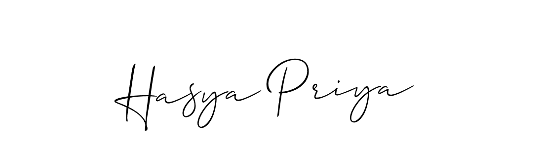 Design your own signature with our free online signature maker. With this signature software, you can create a handwritten (Allison_Script) signature for name Hasya Priya. Hasya Priya signature style 2 images and pictures png