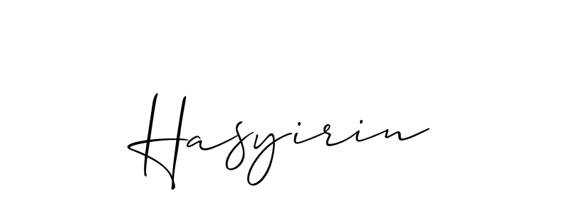 if you are searching for the best signature style for your name Hasyirin. so please give up your signature search. here we have designed multiple signature styles  using Allison_Script. Hasyirin signature style 2 images and pictures png