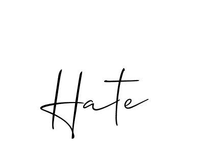 Create a beautiful signature design for name Hate. With this signature (Allison_Script) fonts, you can make a handwritten signature for free. Hate signature style 2 images and pictures png