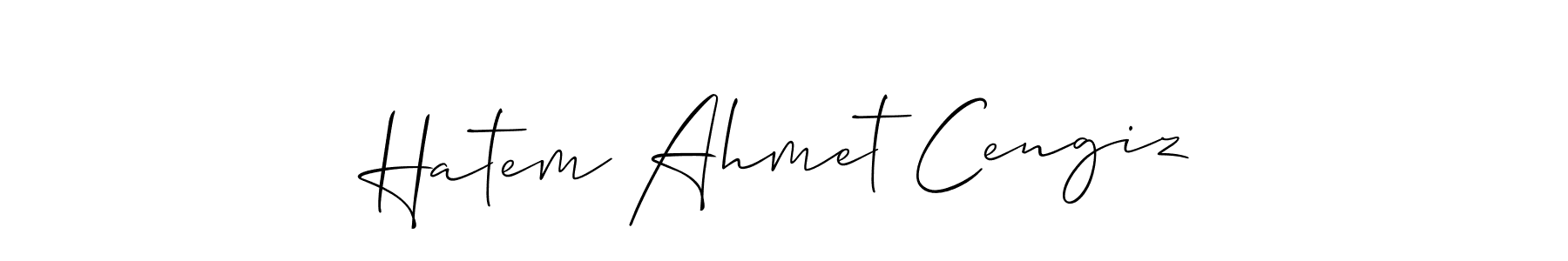 Hatem Ahmet Cengiz stylish signature style. Best Handwritten Sign (Allison_Script) for my name. Handwritten Signature Collection Ideas for my name Hatem Ahmet Cengiz. Hatem Ahmet Cengiz signature style 2 images and pictures png