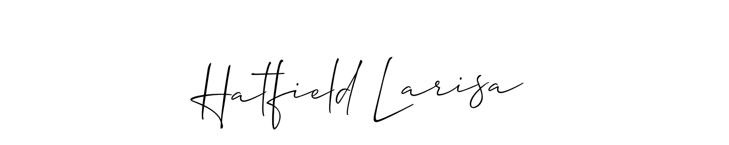 You should practise on your own different ways (Allison_Script) to write your name (Hatfield Larisa) in signature. don't let someone else do it for you. Hatfield Larisa signature style 2 images and pictures png