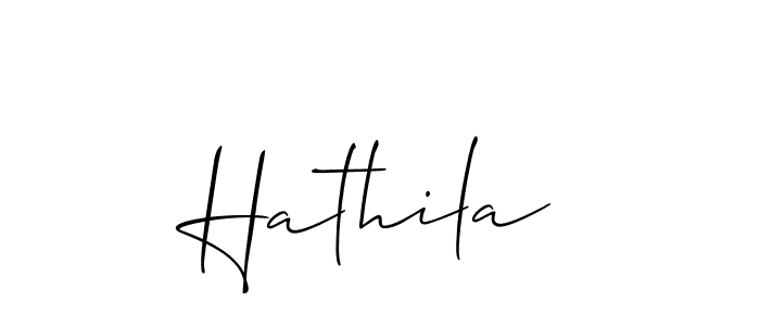 Design your own signature with our free online signature maker. With this signature software, you can create a handwritten (Allison_Script) signature for name Hathila. Hathila signature style 2 images and pictures png