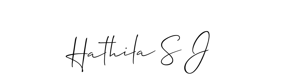 Also You can easily find your signature by using the search form. We will create Hathila S J name handwritten signature images for you free of cost using Allison_Script sign style. Hathila S J signature style 2 images and pictures png