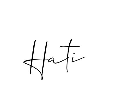 Create a beautiful signature design for name Hati. With this signature (Allison_Script) fonts, you can make a handwritten signature for free. Hati signature style 2 images and pictures png