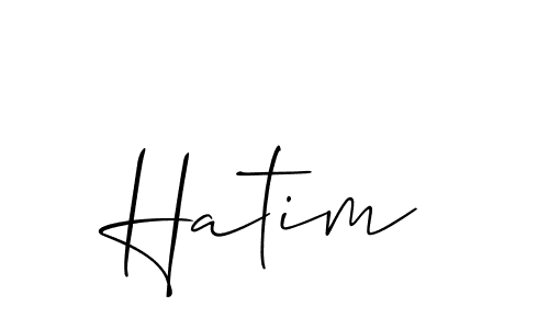 Use a signature maker to create a handwritten signature online. With this signature software, you can design (Allison_Script) your own signature for name Hatim. Hatim signature style 2 images and pictures png