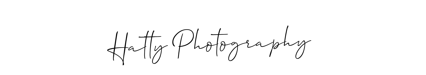 Also You can easily find your signature by using the search form. We will create Hatty Photography name handwritten signature images for you free of cost using Allison_Script sign style. Hatty Photography signature style 2 images and pictures png