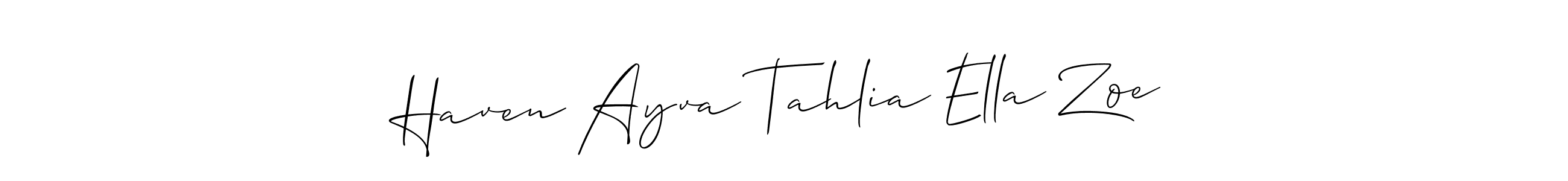 Design your own signature with our free online signature maker. With this signature software, you can create a handwritten (Allison_Script) signature for name Haven Ayva Tahlia Ella Zoe. Haven Ayva Tahlia Ella Zoe signature style 2 images and pictures png