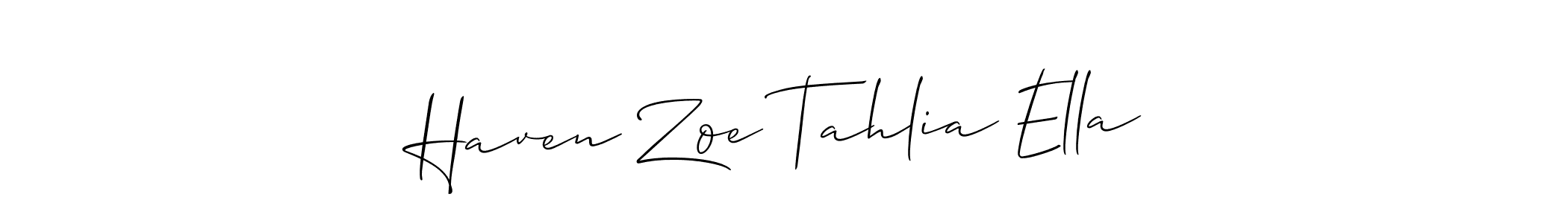 Similarly Allison_Script is the best handwritten signature design. Signature creator online .You can use it as an online autograph creator for name Haven Zoe Tahlia Ella. Haven Zoe Tahlia Ella signature style 2 images and pictures png