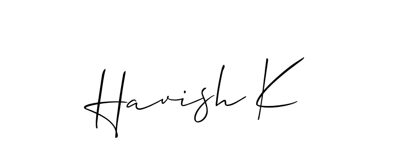 How to Draw Havish K signature style? Allison_Script is a latest design signature styles for name Havish K. Havish K signature style 2 images and pictures png