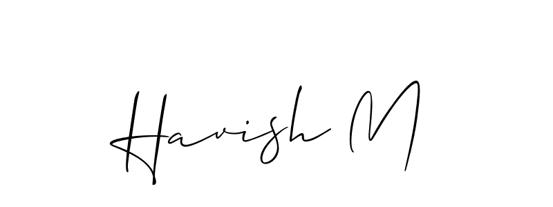 if you are searching for the best signature style for your name Havish M. so please give up your signature search. here we have designed multiple signature styles  using Allison_Script. Havish M signature style 2 images and pictures png
