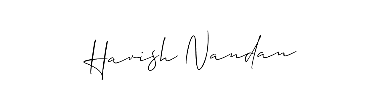 The best way (Allison_Script) to make a short signature is to pick only two or three words in your name. The name Havish Nandan include a total of six letters. For converting this name. Havish Nandan signature style 2 images and pictures png