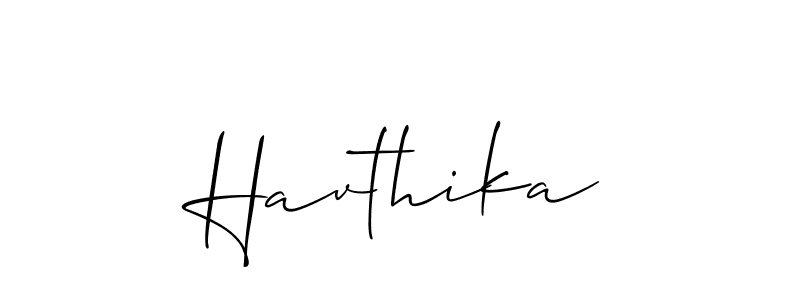 The best way (Allison_Script) to make a short signature is to pick only two or three words in your name. The name Havthika include a total of six letters. For converting this name. Havthika signature style 2 images and pictures png