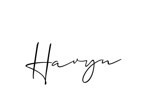 It looks lik you need a new signature style for name Havyn. Design unique handwritten (Allison_Script) signature with our free signature maker in just a few clicks. Havyn signature style 2 images and pictures png