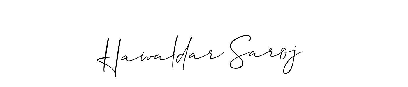 Allison_Script is a professional signature style that is perfect for those who want to add a touch of class to their signature. It is also a great choice for those who want to make their signature more unique. Get Hawaldar Saroj name to fancy signature for free. Hawaldar Saroj signature style 2 images and pictures png