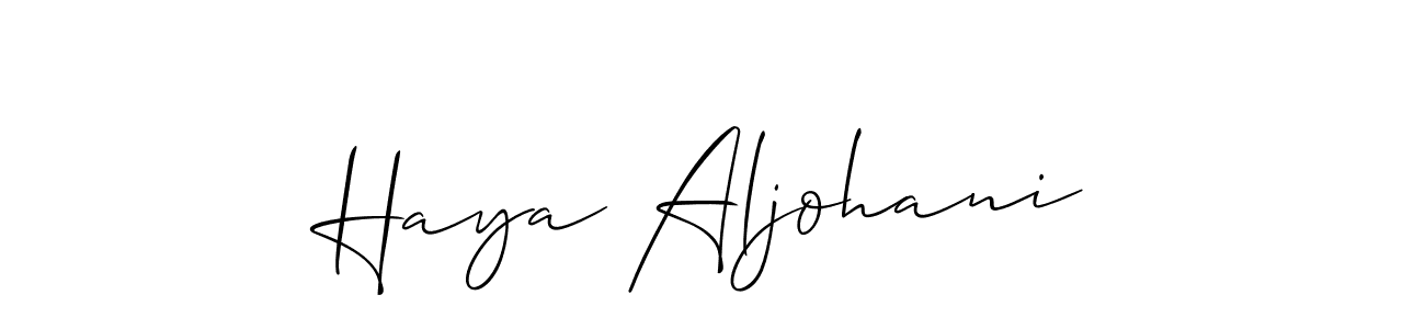 Also You can easily find your signature by using the search form. We will create Haya Aljohani name handwritten signature images for you free of cost using Allison_Script sign style. Haya Aljohani signature style 2 images and pictures png