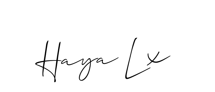 Design your own signature with our free online signature maker. With this signature software, you can create a handwritten (Allison_Script) signature for name Haya Lx. Haya Lx signature style 2 images and pictures png